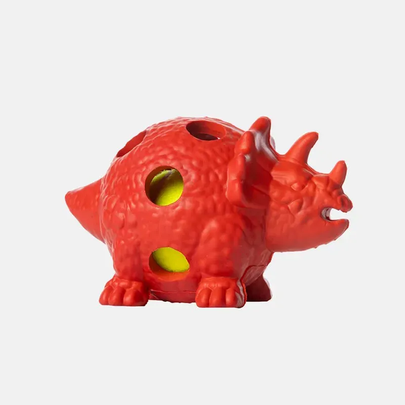 House Of Paws Dinosaur Toy in Red Triceratops