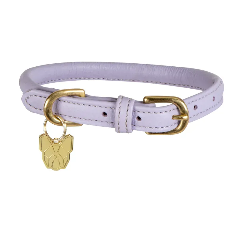 Digby and Fox Rolled Leather Dog Collar LILAC