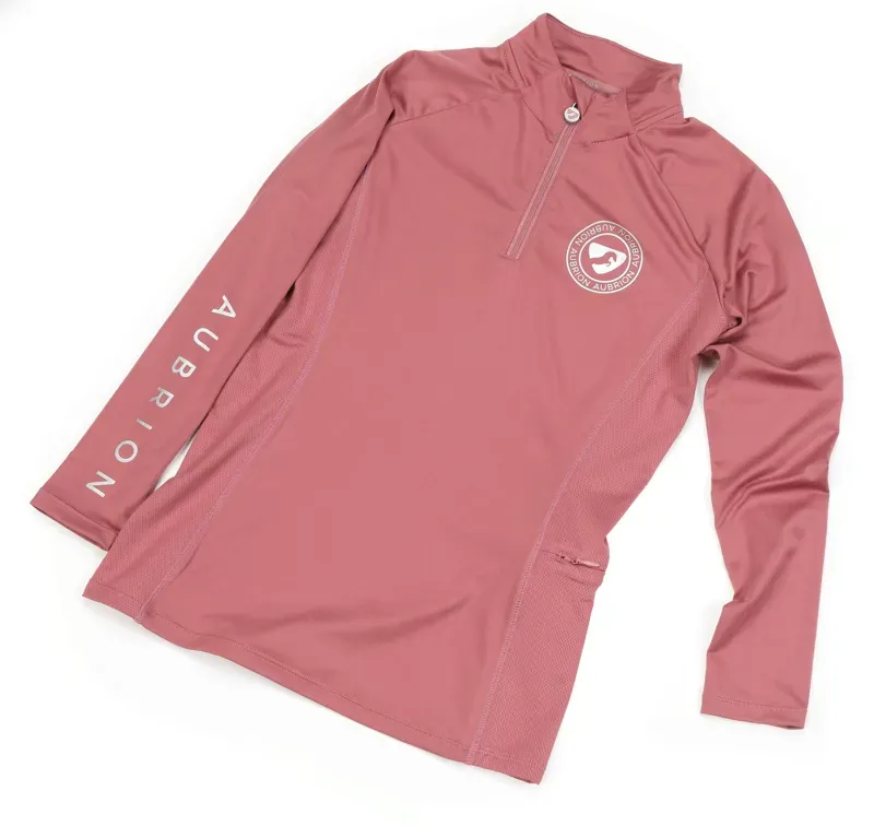 Aubrion Newbury Girl's LS Base Layer in Dusky Pink