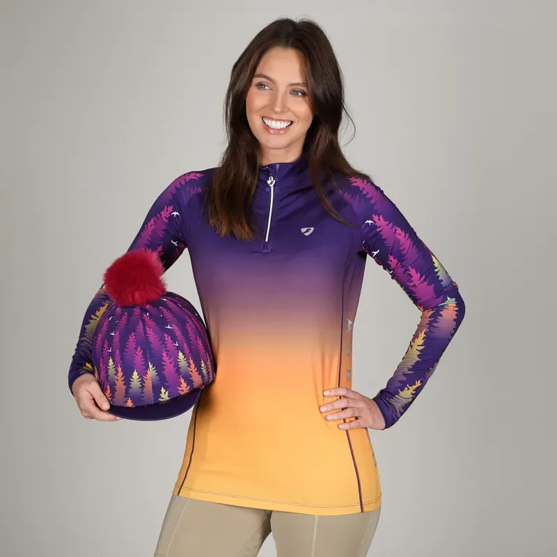 Aubrion Hyde Park Cross Country Shirt in Purple Forest