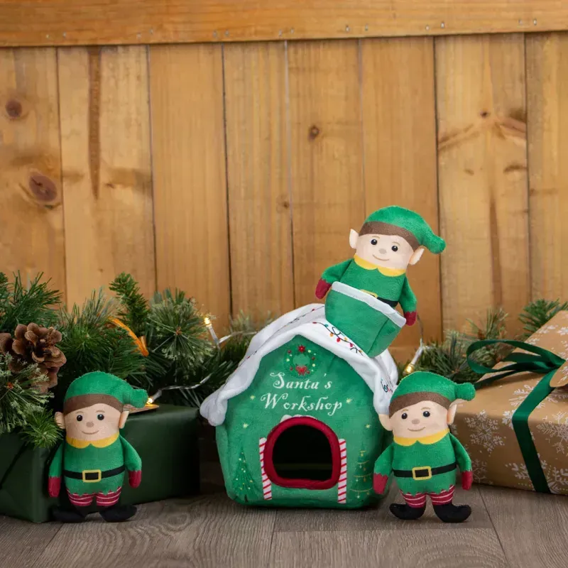 Ancol 19cm Santa's Workshop With Elves in Green