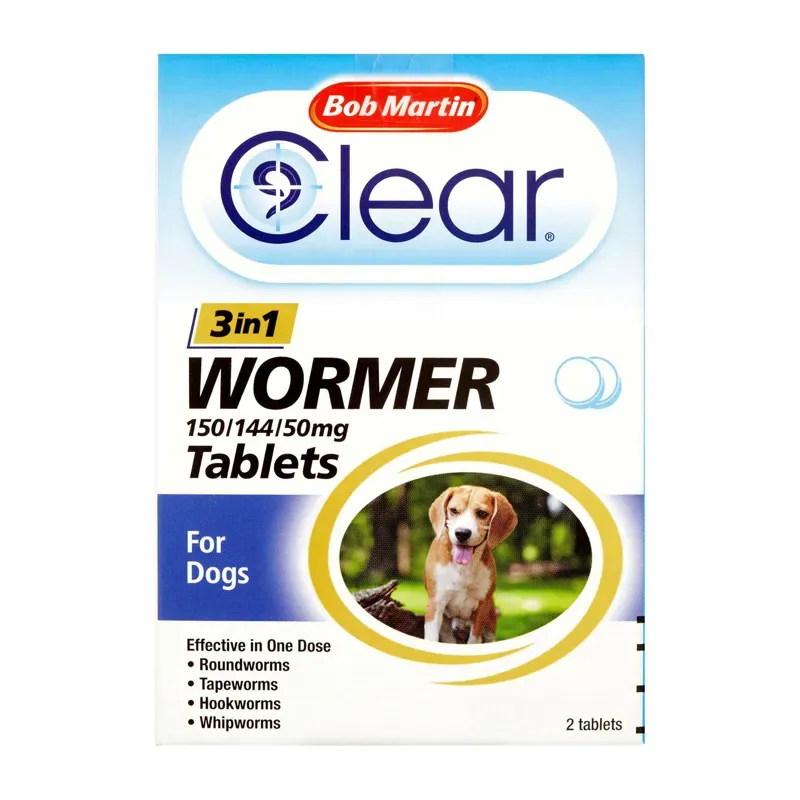 Bob Martin X 2 pack Clear 3-In-1 Wormer Tablets For Dogs in White