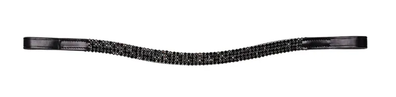 Caldene Curved 4 row Diamonte Browband - Black - Full