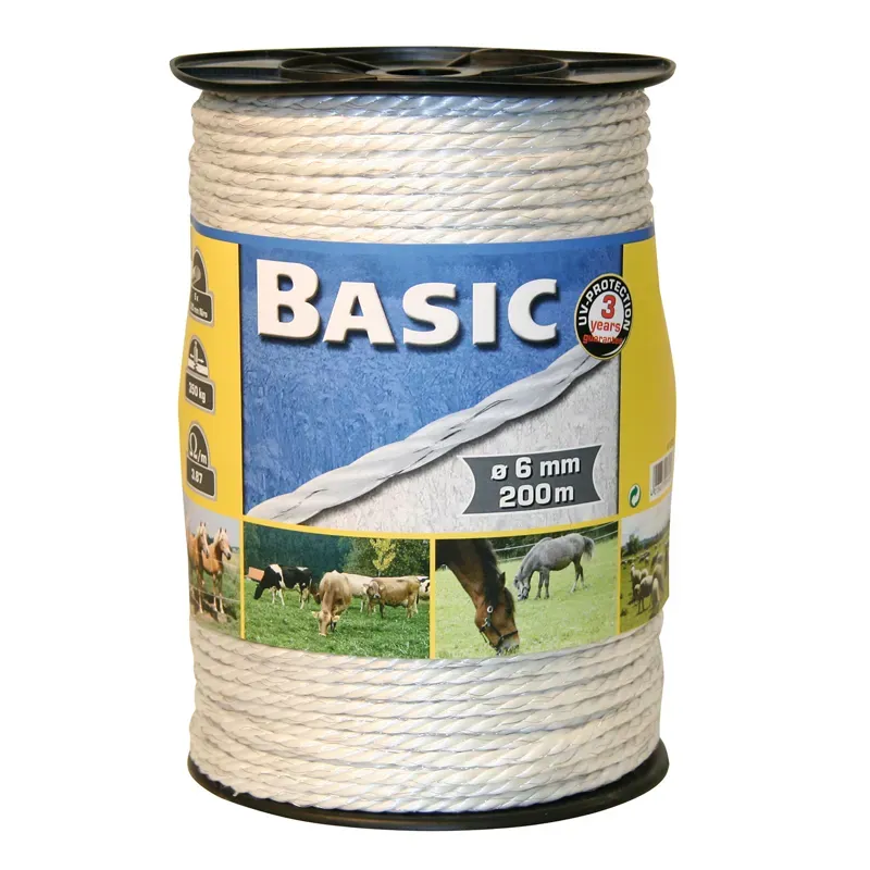 Corral 200m Basic Fencing Rope w/Steel Wires in White