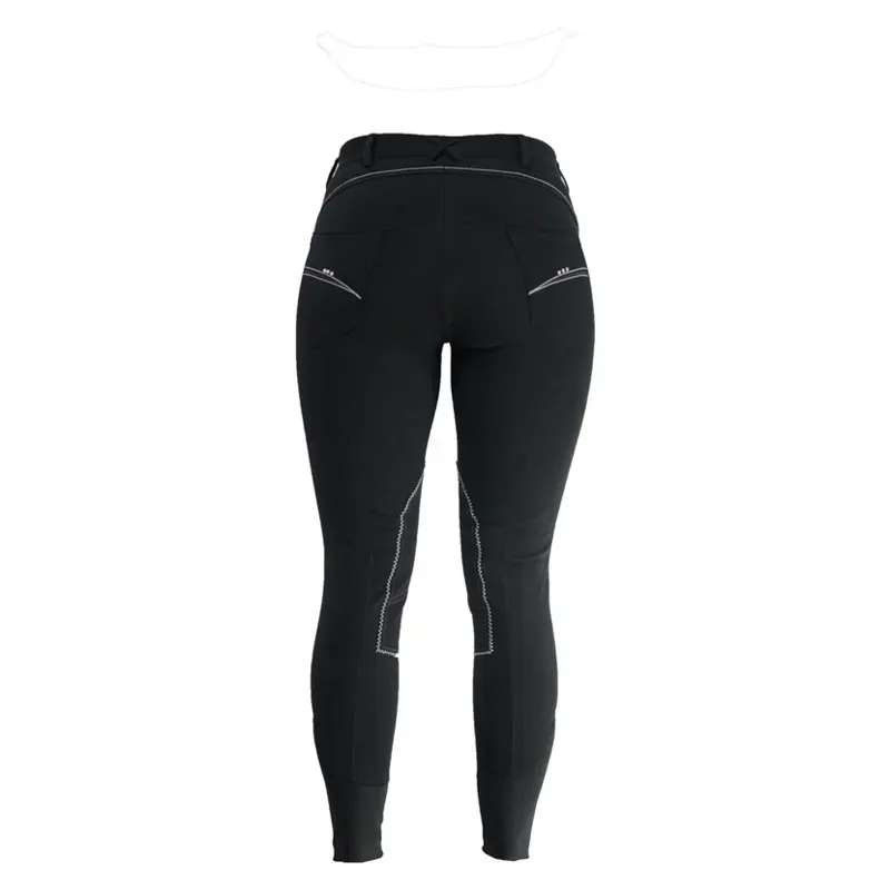 Hy Equestrian Diamante Ladies Breeches - - Black/Berry 26-2