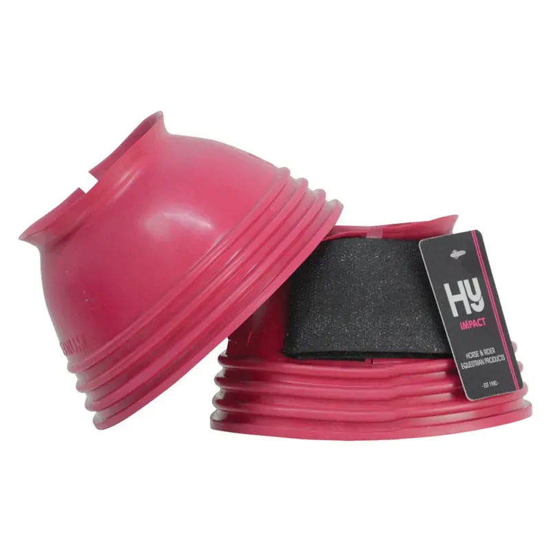 Hy Equestrian Ringed Over Reach Boots - - Hot Pink Small