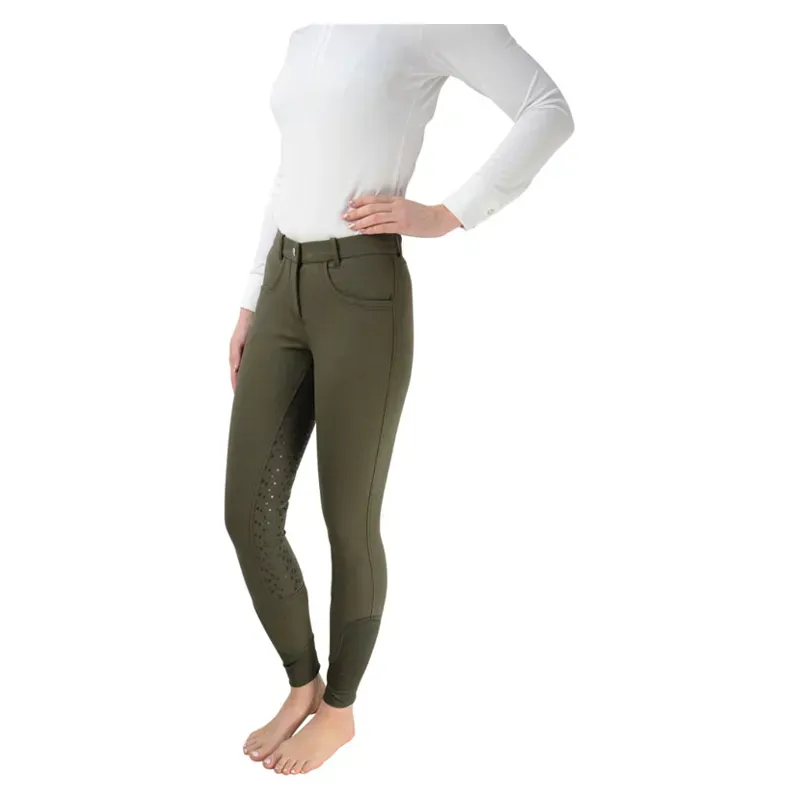 Hy Equestrian Sarah-Jane Silicone Ladies Breeches in Olive Green