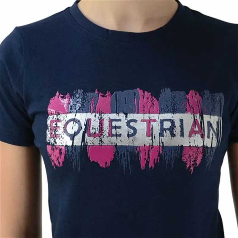 Hy Equestrian Mizs Eugenie T-Shirt - - Navy/Pink