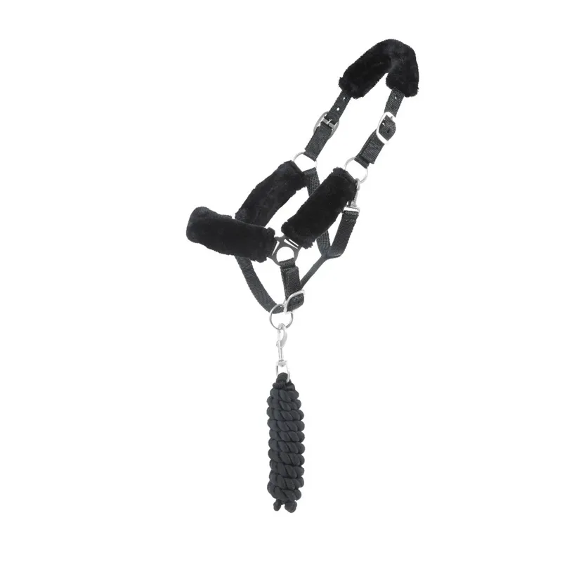Bridleway Headcollar and Rope Set Black